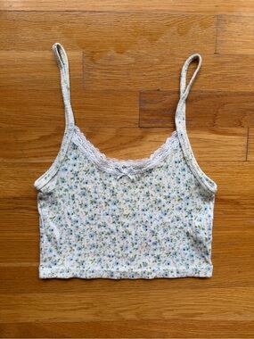 Brandy Melville Floral Lace Trim Tank Top - One Size